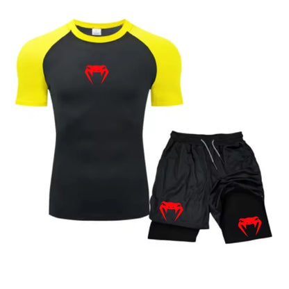 Apex Ritual Men's Training Set – Short-Sleeve Tee & Quick-Dry Mesh Shorts