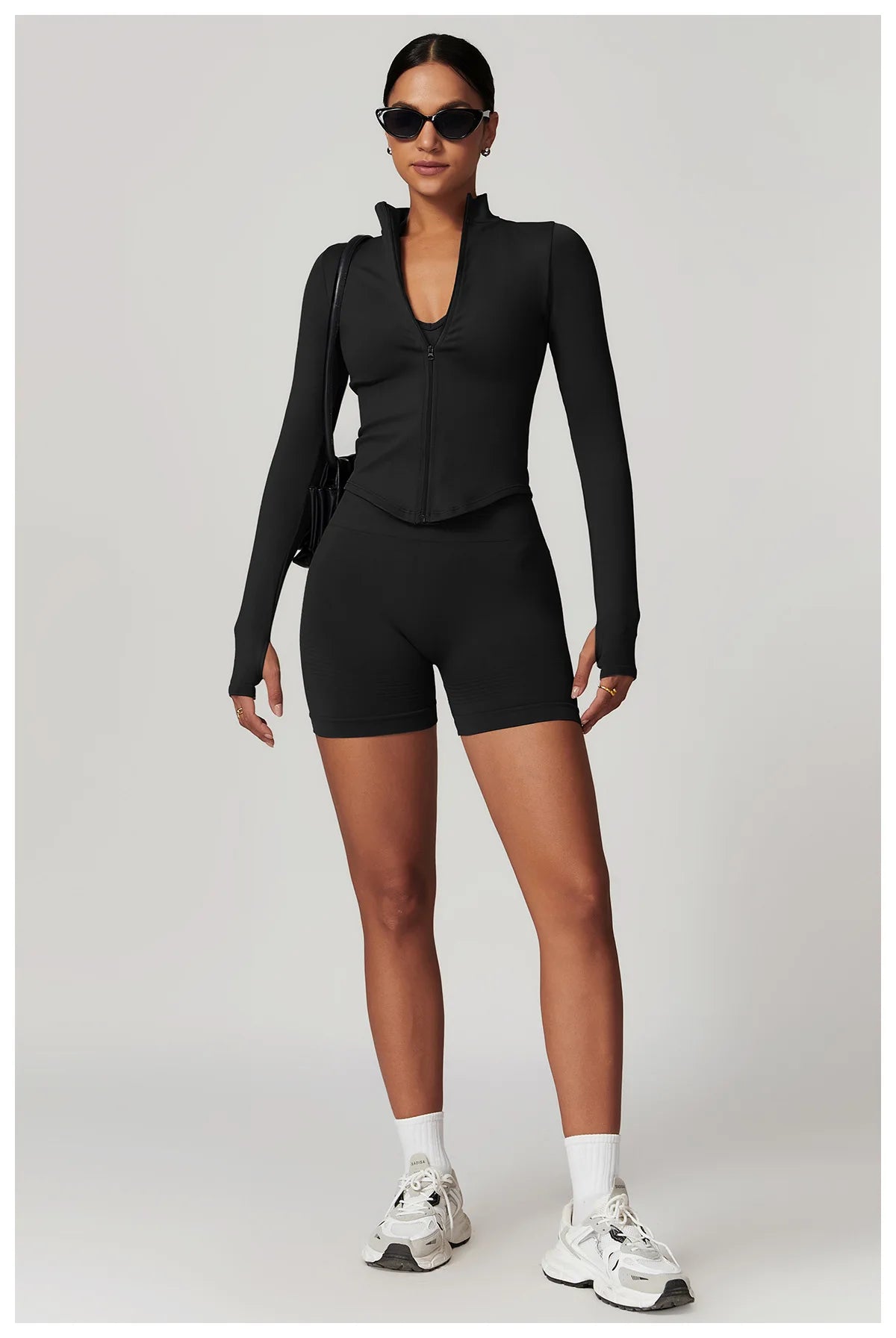 Apex Ritual – Ribbed Yoga Tops Women – Standing Collar Long Sleeve Fitness Top Gym Running Shirt