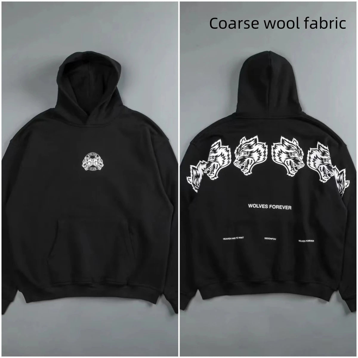 Apex Ritual – Retro Wolf Head Backprint Hoodie – Fleece Lined Sweatshirt Men & Women