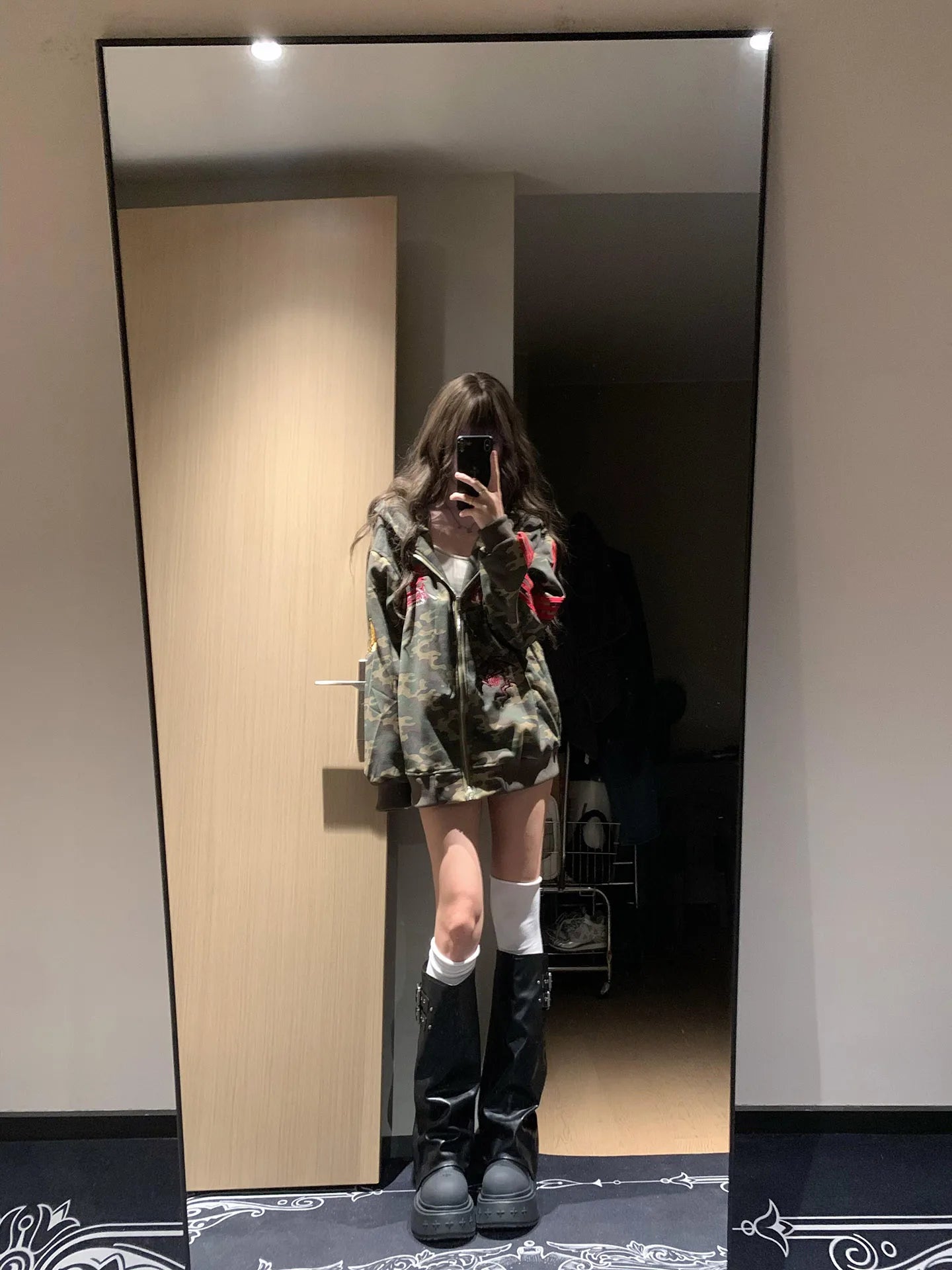 Apex Ritual – American Retro Camouflage Hoodie Jacket Women – Korean Style Oversize Cardigan