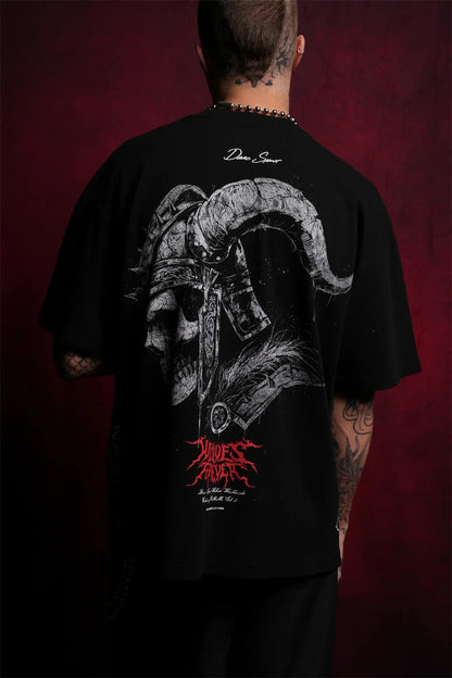Apex Ritual – EINHERJAR Side By Side Oversized Tee – Y2K Gothic Hip Hop Couple T-Shirt