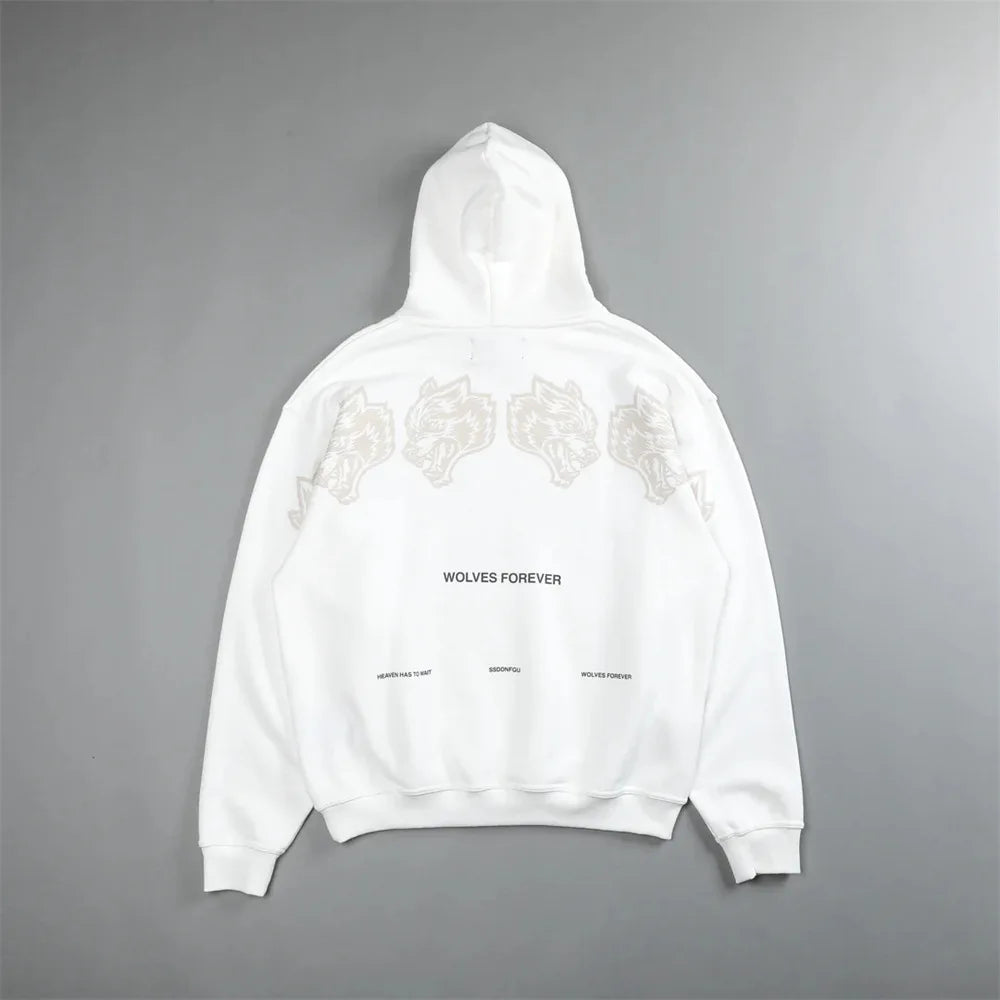 Apex Ritual – Retro Wolf Head Backprint Hoodie – Fleece Lined Sweatshirt Men & Women