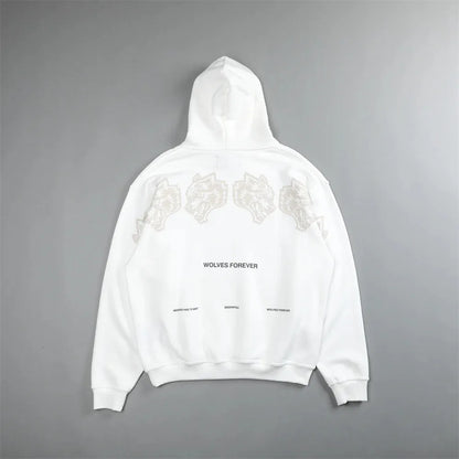 Apex Ritual – Retro Wolf Head Backprint Hoodie – Fleece Lined Sweatshirt Men & Women
