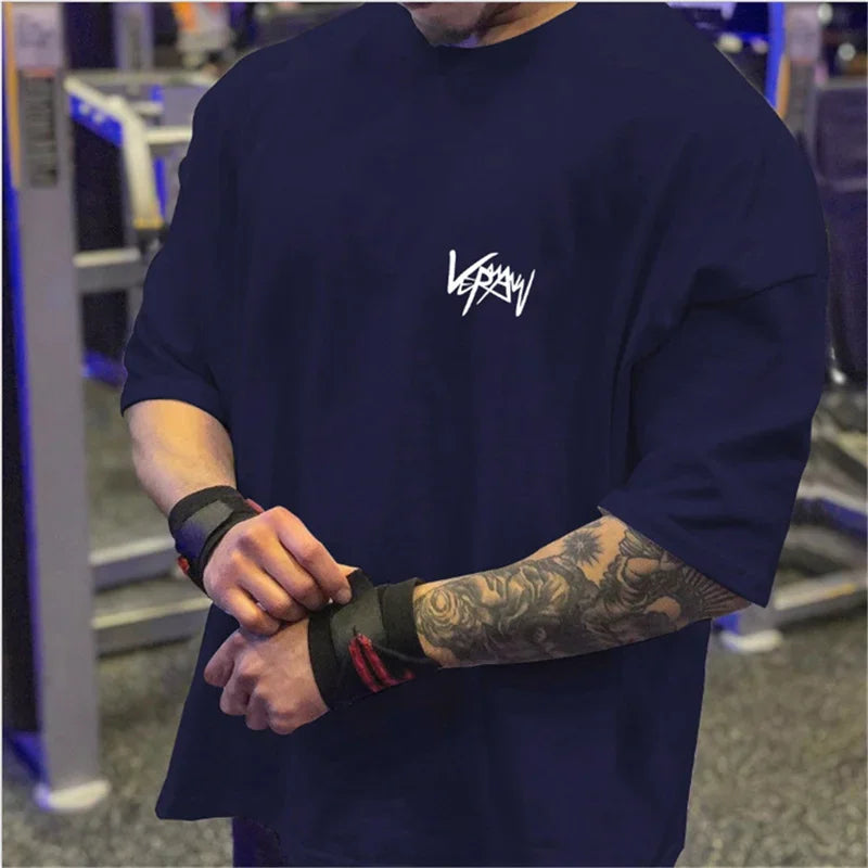 Apex Ritual – Men's Oversized Sports T-Shirt – Round Collar Cotton Summer Training Running Tee