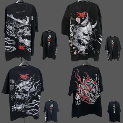 Apex Ritual – Anime Print Men's Crewneck T-Shirt – Loose Casual Fitness Training Cotton Tee