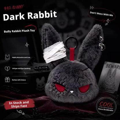 Apex Ritual – Hot Gothic Bunny Plush Keychain – Kawaii Rabbit Bag Charm Key Ring Pendant
