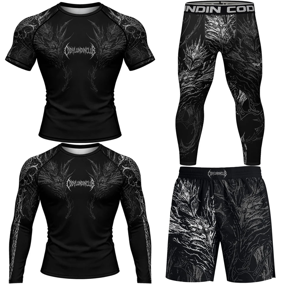 Apex Ritual MMA 4-Piece Set – Rashguard, Tee & Fight Shorts for BJJ & Muay Thai