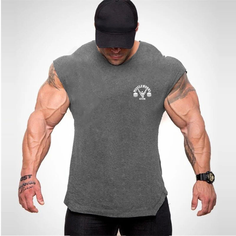 Apex Ritual – Men's Cotton Stringer Tank Top – Sleeveless Bodybuilding Gym Vest