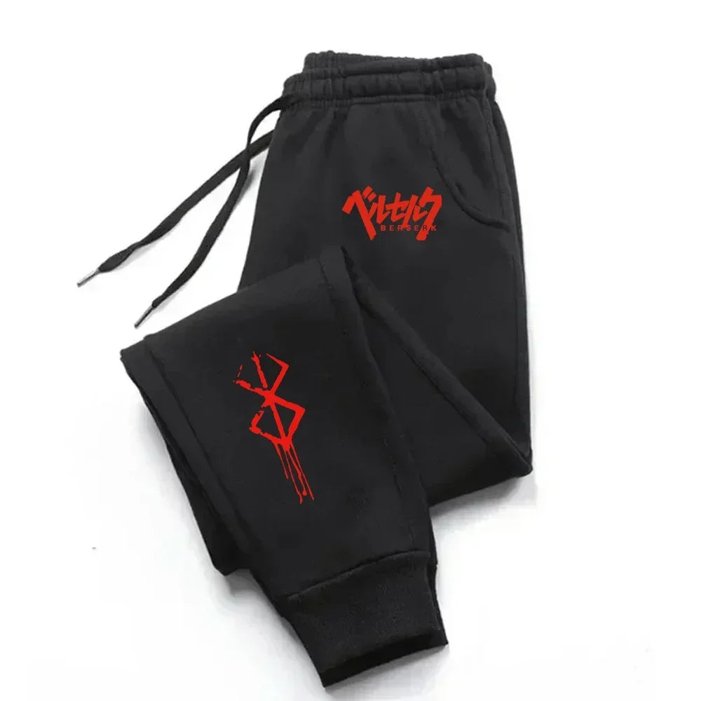 Apex Ritual – Men's Anime Print Fleece Joggers – Loose Fit Workout Running Pants