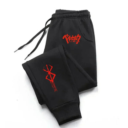 Apex Ritual – Men's Anime Print Fleece Joggers – Loose Fit Workout Running Pants