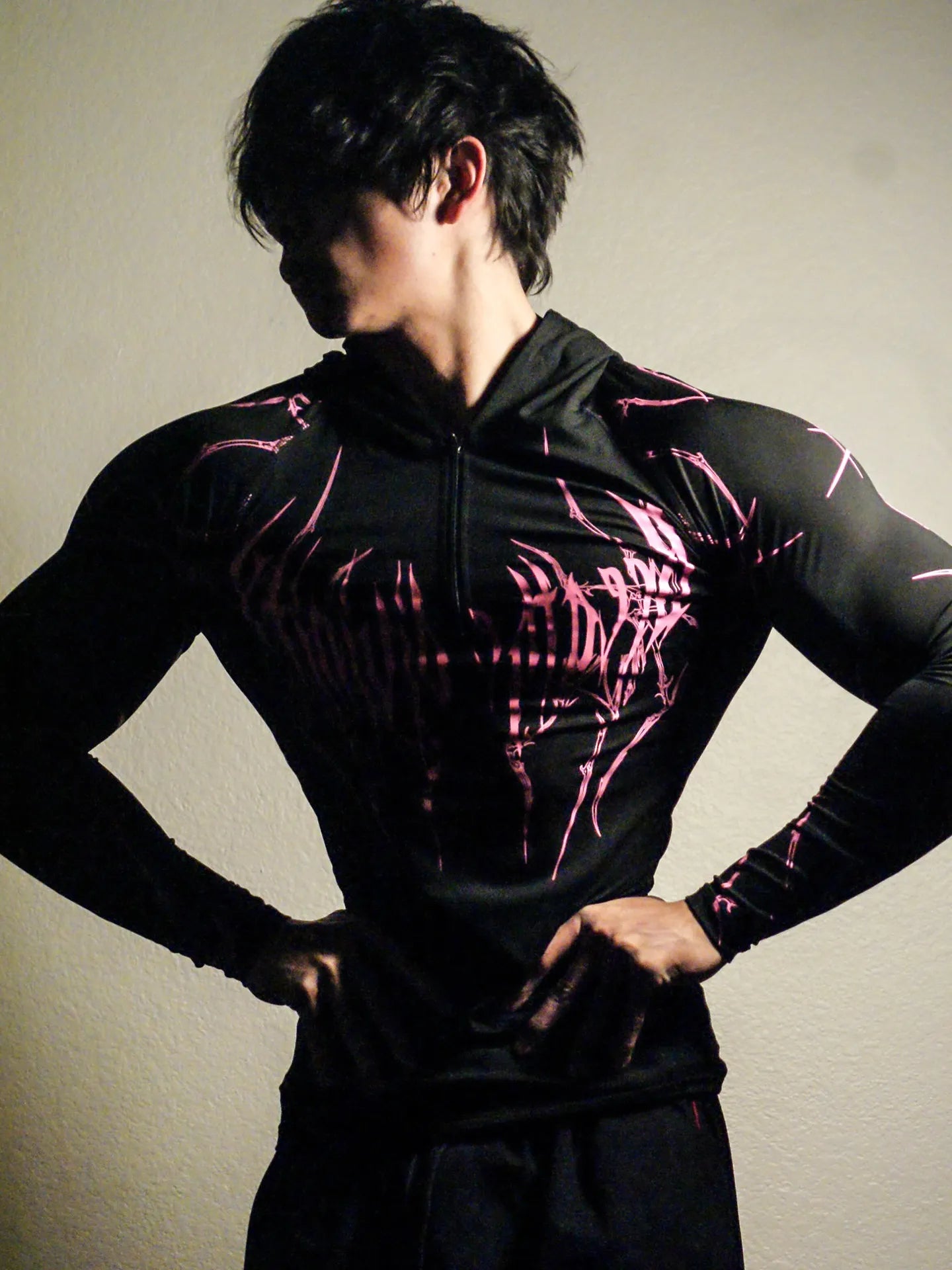 Apex Ritual – Men's Black Hooded Sports Compression Long Sleeve – Subcultural Streetwear Training Top