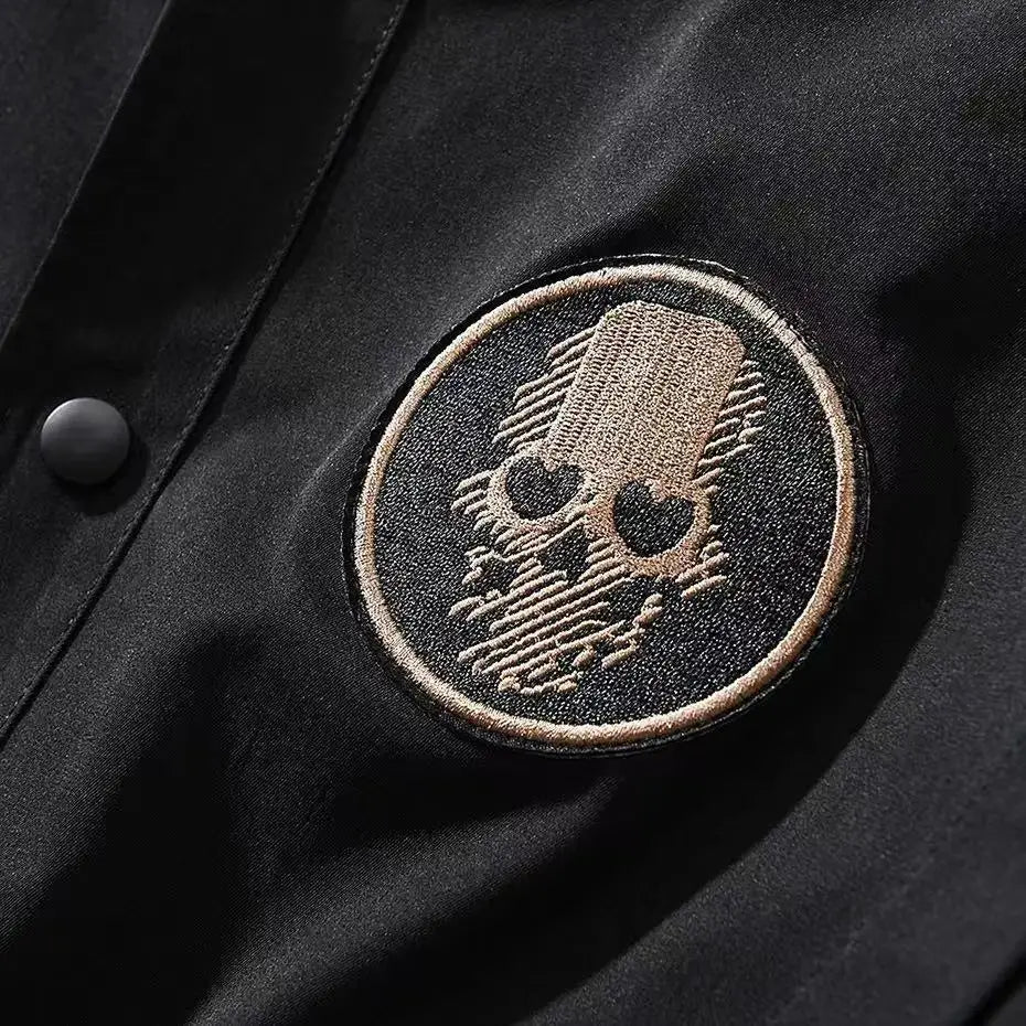 Apex Ritual – Techwear Varsity Bomber Jackets for Men – Skulls Punk Embroidery Baseball Jacket