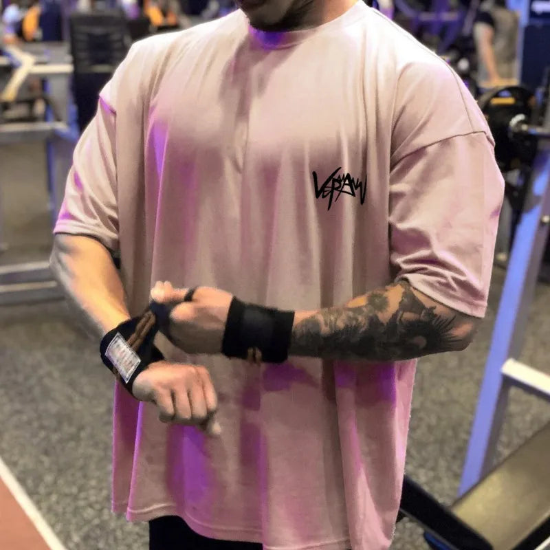 Apex Ritual – Men's Oversized Sports T-Shirt – Round Collar Cotton Summer Training Running Tee