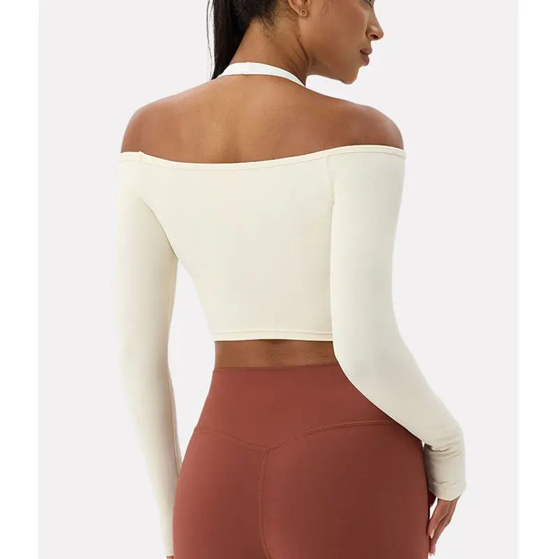 Apex Ritual – Women's Off-Shoulder Long-Sleeve Top – Quick-Dry Yoga & Gym Shirt