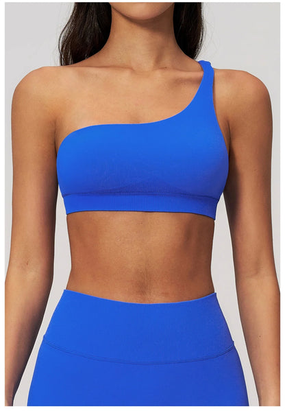 Apex Ritual – Seamless Sport Bra Women – Breathable Shockproof Oblique Shoulder Yoga Bra Sportswear