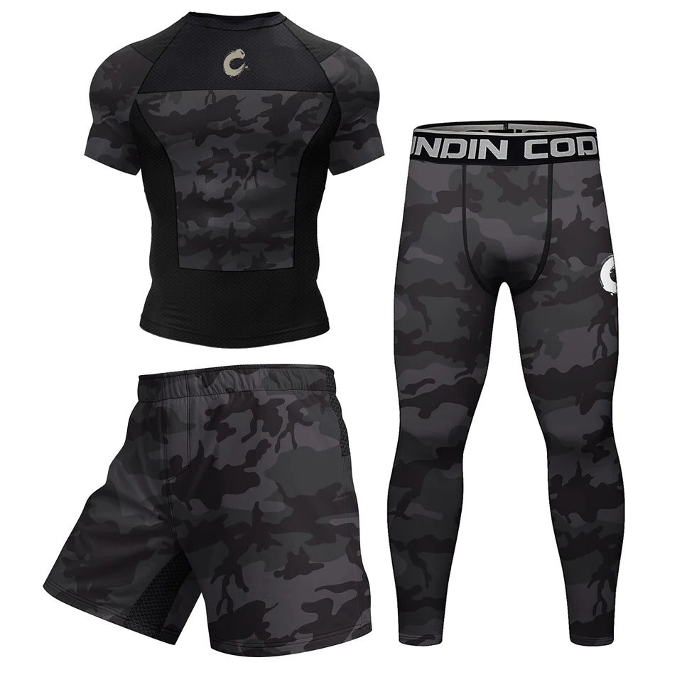 Apex Ritual – Black No Gi BJJ Jiu Jitsu T-Shirt & MMA Shorts Set – Rashguard & Compression Wear