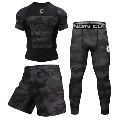 Apex Ritual – Black No Gi BJJ Jiu Jitsu T-Shirt & MMA Shorts Set – Rashguard & Compression Wear