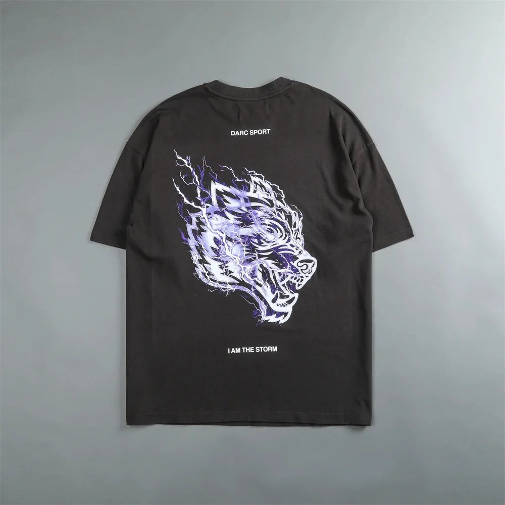 Apex Ritual – Lightning Wolf Head Print Cotton T-Shirt – Round Neck Short Sleeve Unisex