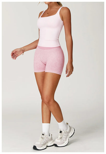 Apex Ritual – Women's High-Waist Yoga Shorts – Sand-Washed Squat-Proof Training Shorts