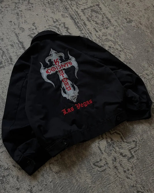 Apex Ritual – Y2K Harajuku Vintage Letter Embroidered Jacket Women – Gothic Hip Hop Casual Coat