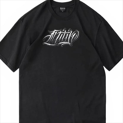 Apex Ritual – Men's Chicano Gothic Oversized T-Shirt – Dark Script Graphic Streetwear Tee