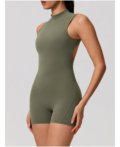 Apex Ritual – Sleeveless Yoga Bodysuit Women – High Stretch Push Up Fitness Jumpsuit