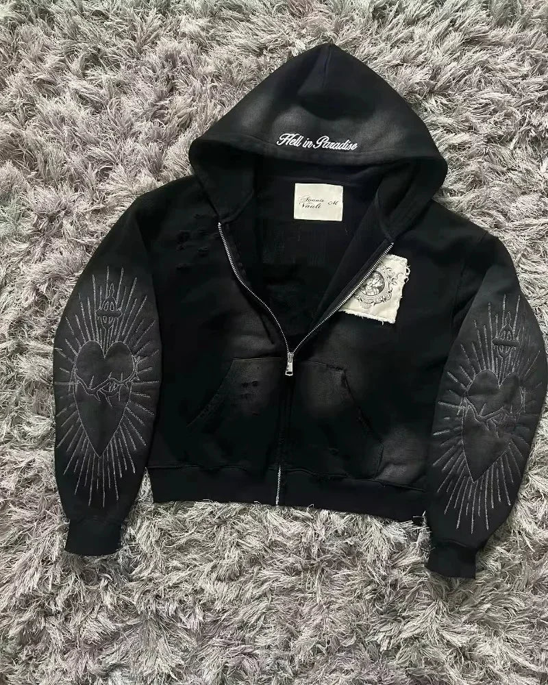Apex Ritual – Y2K Korean College Style Zipper Hoodie Women – Harajuku Casual Loose Fleece Thick Sweatshirt