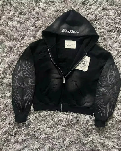 Apex Ritual – Y2K Korean College Style Zipper Hoodie Women – Harajuku Casual Loose Fleece Thick Sweatshirt