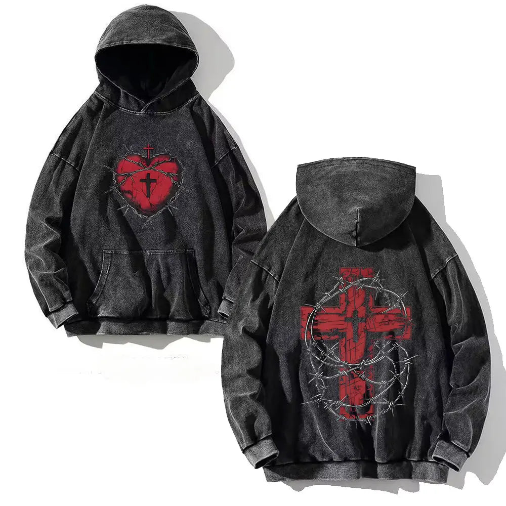 Apex Ritual – Men's Y2K Skull Print Oversized Hoodie – Vintage Hip Hop Pullover Sweatshirt