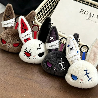 Apex Ritual – Hot Gothic Bunny Plush Keychain – Kawaii Rabbit Bag Charm Key Ring Pendant