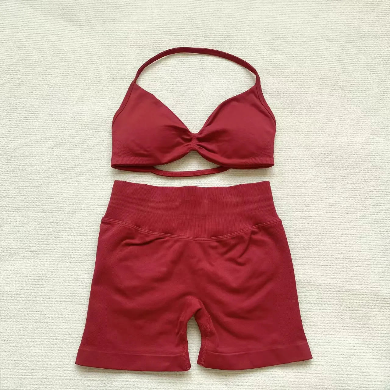 Apex Ritual – Women's 2-Piece Gym Set – Strappy Bra & High-Waist Scrunch Shorts