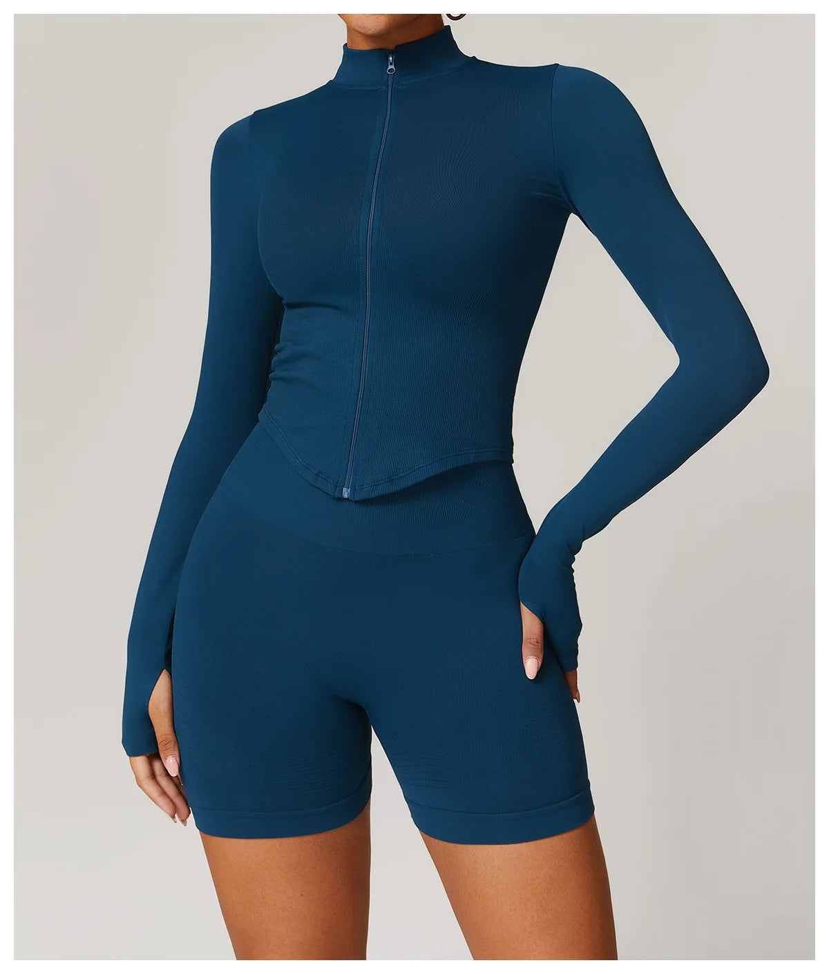 Apex Ritual – Ribbed Yoga Tops Women – Standing Collar Long Sleeve Fitness Top Gym Running Shirt