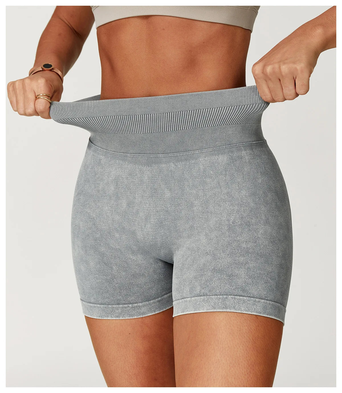 Apex Ritual – Women's High-Waist Yoga Shorts – Sand-Washed Squat-Proof Training Shorts