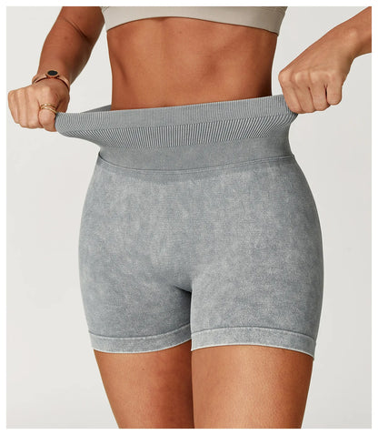 Apex Ritual – Women's High-Waist Yoga Shorts – Sand-Washed Squat-Proof Training Shorts