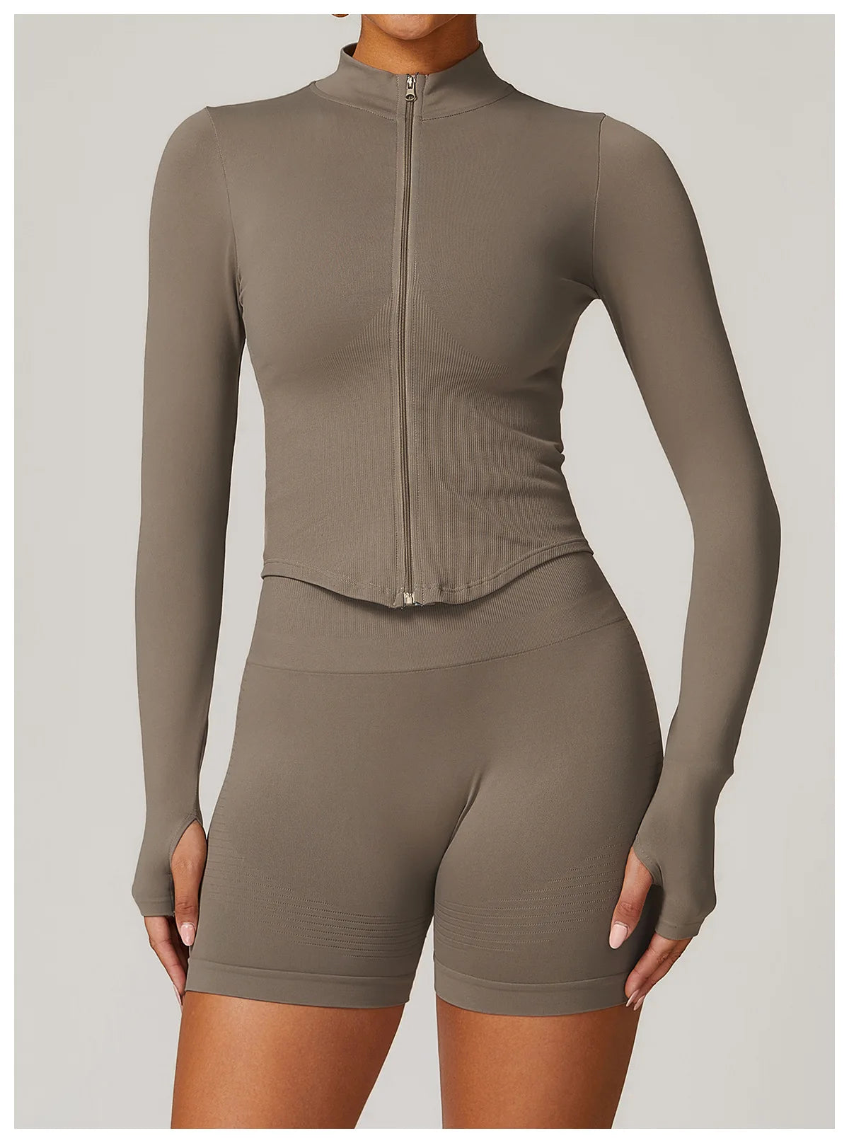 Apex Ritual – Ribbed Yoga Tops Women – Standing Collar Long Sleeve Fitness Top Gym Running Shirt