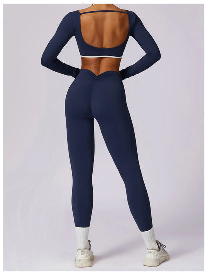 Apex Ritual Women's Backless Long-Sleeve Yoga Top – Quick-Dry Training Shirt