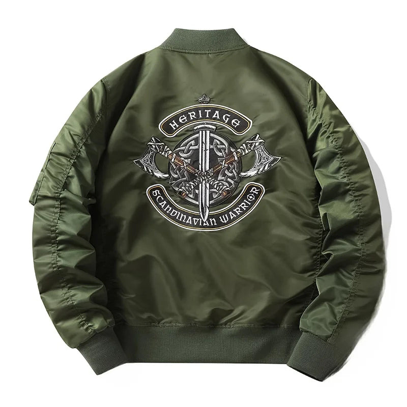 Apex Ritual – Spring Autumn Embroidered MA1 Pilot Jacket Men – Trendy American Workwear Baseball Style