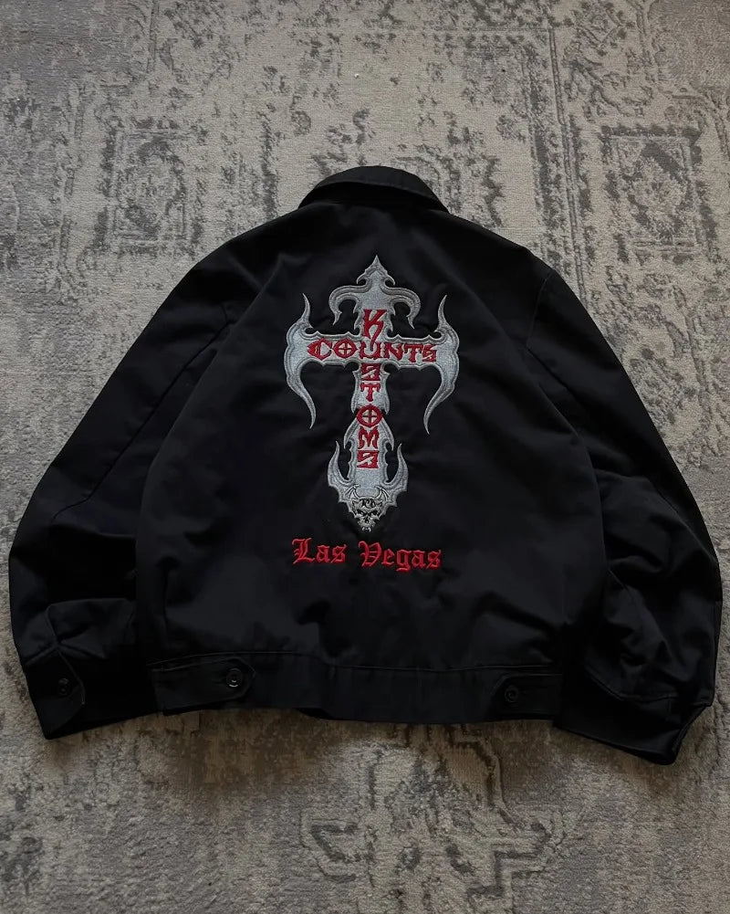 Apex Ritual – Y2K Harajuku Vintage Letter Embroidered Jacket Women – Gothic Hip Hop Casual Coat