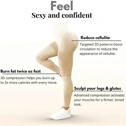 Apex Ritual – Women's High-Waist Textured Leggings – Tummy-Control Training Tights