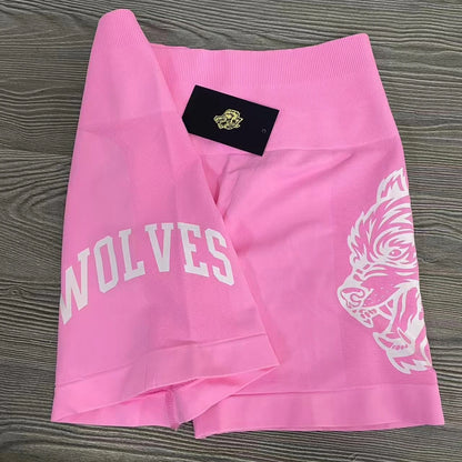 Apex Ritual – Wolf Head Sport Shorts Women – Seamless Knitted Thigh-Lifting Yoga Pants