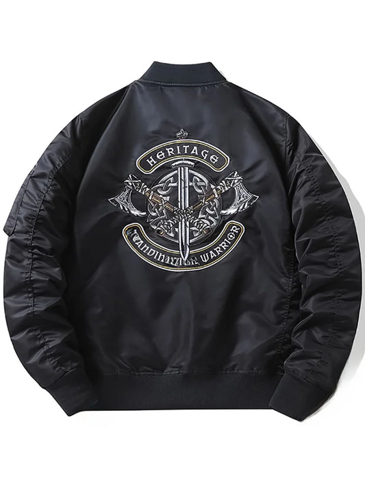 Apex Ritual – Spring Autumn Embroidered MA1 Pilot Jacket Men – Trendy American Workwear Baseball Style
