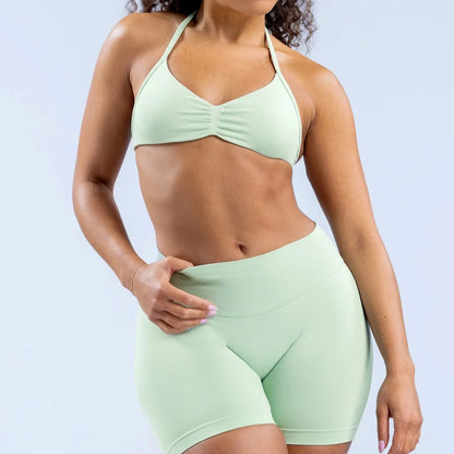 Apex Ritual – Women's 2-Piece Gym Set – Strappy Bra & High-Waist Scrunch Shorts