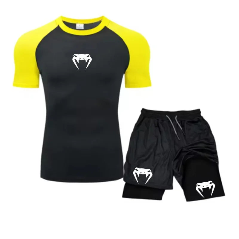 Apex Ritual Men's Training Set – Short-Sleeve Tee & Quick-Dry Mesh Shorts