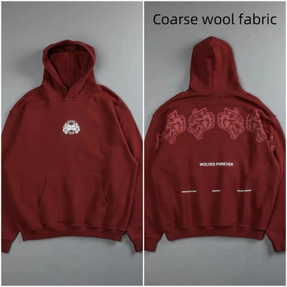 Apex Ritual – Retro Wolf Head Backprint Hoodie – Fleece Lined Sweatshirt Men & Women